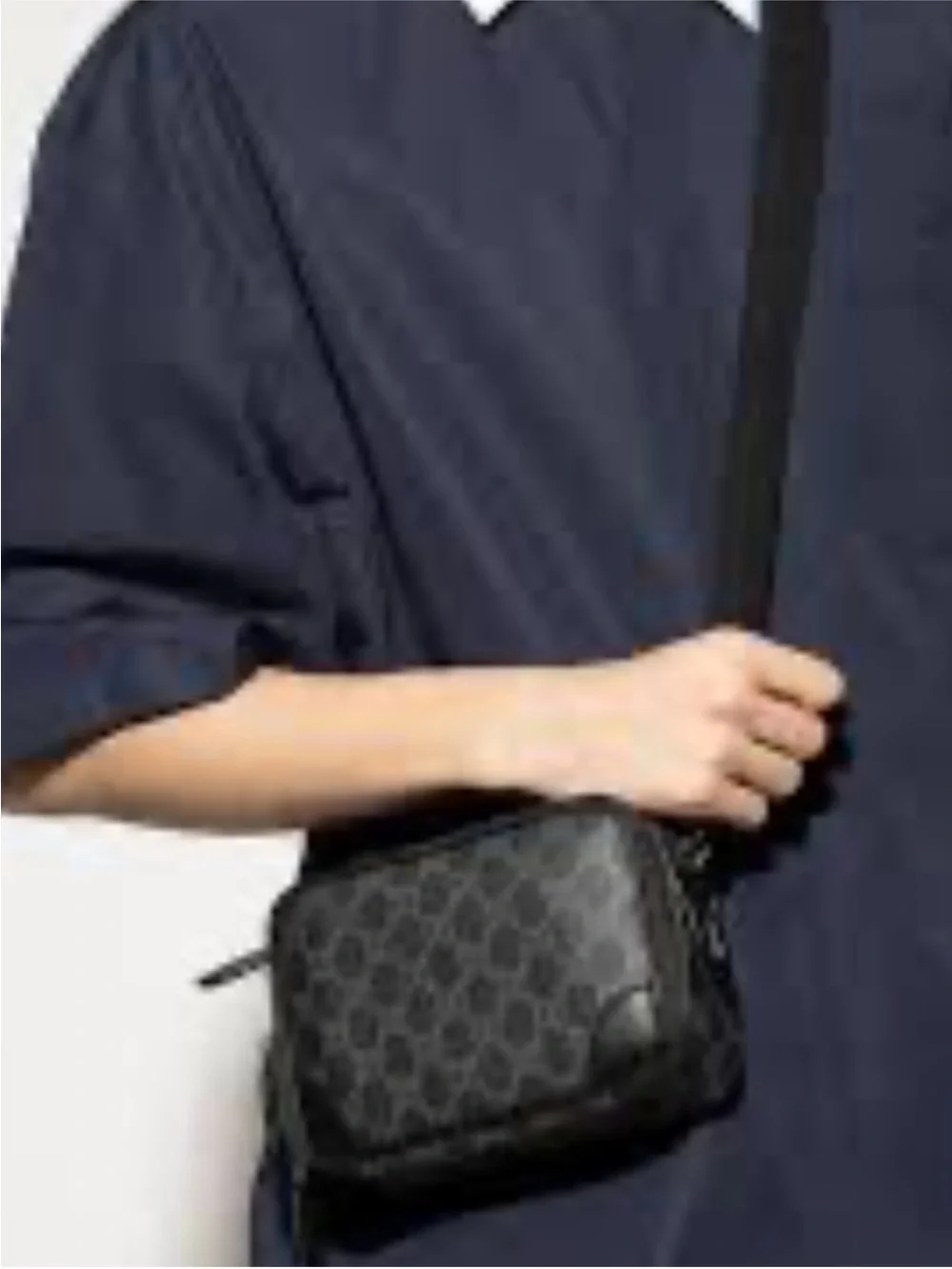 Unisex Gucci Black/Grey GG Monogram Crossbody Camera Bag. NWT